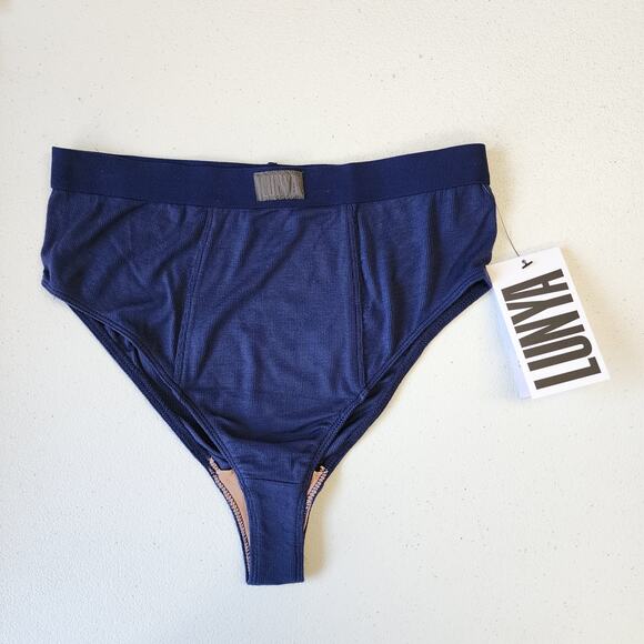 LUNYA Soft Modal Rib Brief In Sincere Blue Set of 3 XS NWT - Picture 7 of 9